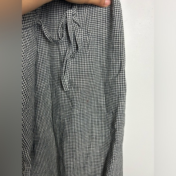 VTG Rafaella Y2K Size 8 100% Linen Checkered Black -White Cottage Holiday Edgy - Picture 6 of 15